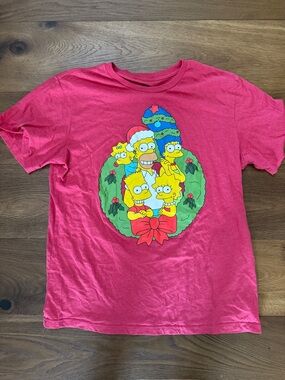 LG Bright Red Graphic Tee with Multicolor Cartoon Print